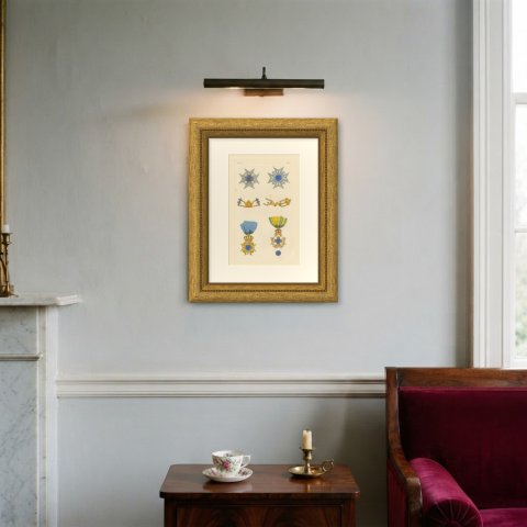 Sweden, Orders of the Seraphim and of the Sword, Plate LXXIX, 1844, shown framed on a wall