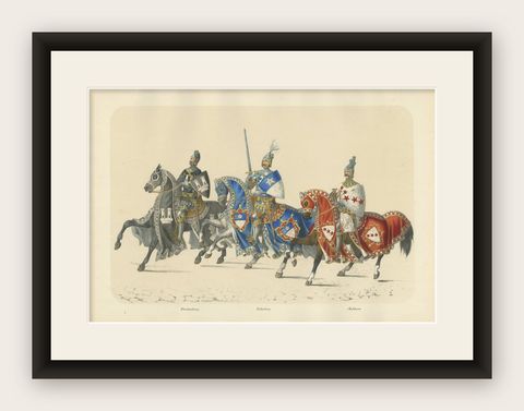 Gallant Knights of Blankenburg, Bubenberg & Mattern in Swiss Heraldic Pageantry, shown framed