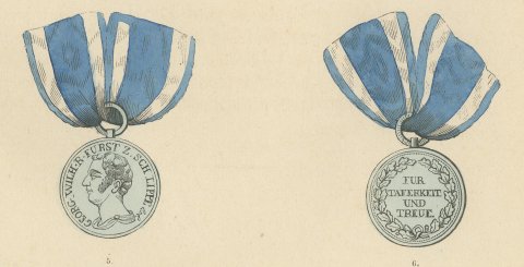 Lippe Medals for Military Merit and Bravery, Plate XLVI, Wood Engraving, 1844, close-up 3
