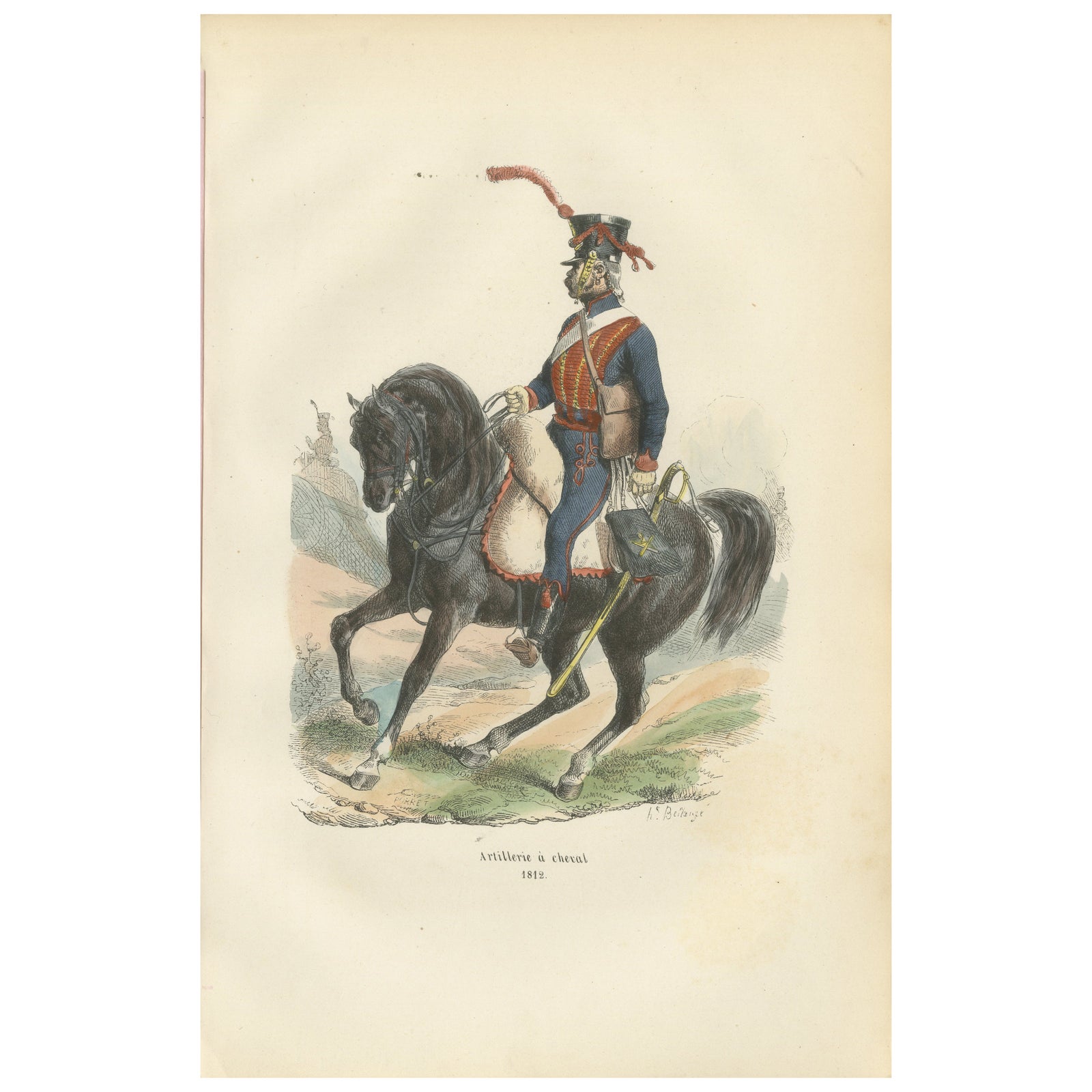 Napoleonic Horse Artillery, French Empire Uniform Plate, Paris 1843