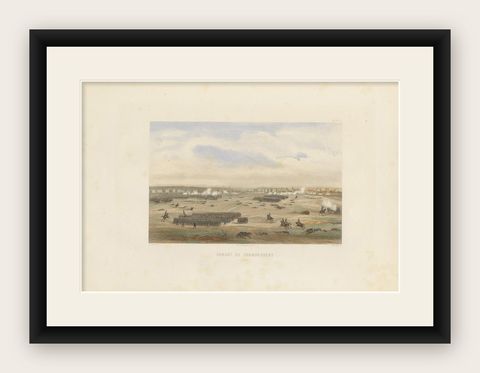 Antique Print of the Battle of Champaubert 'circa 1860', shown framed