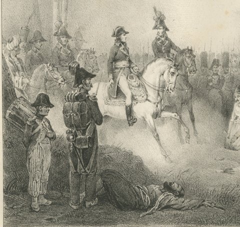 Battle of Aboukir, Napoleon in Egypt, Antique Madou Lithograph, 1827, close-up 1