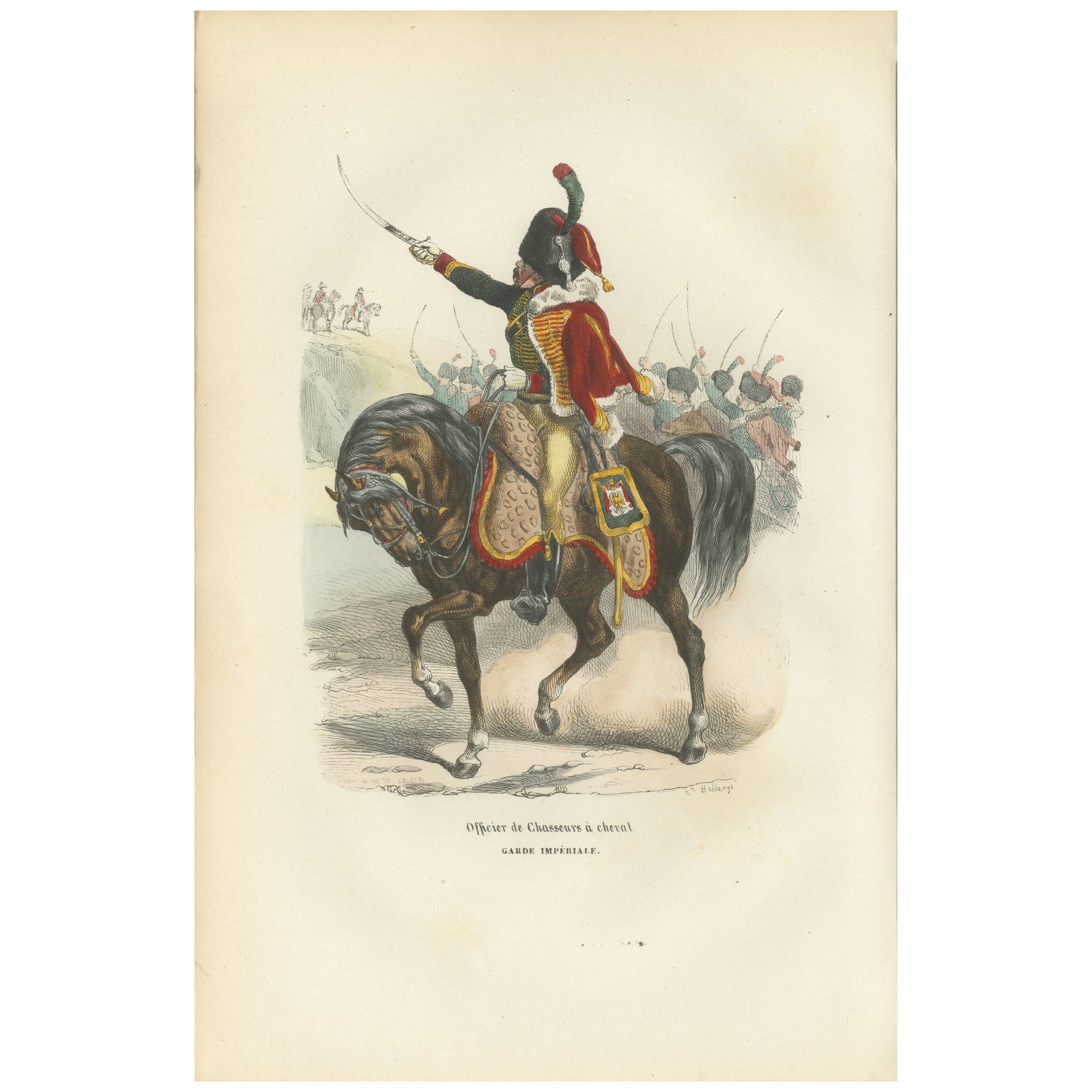 Officier de Chasseurs à Cheval, Garde Impériale, Napoleonic Cavalry Print 1843