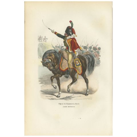 Officier de Chasseurs à Cheval, Garde Impériale, Napoleonic Cavalry Print 1843