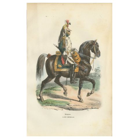 Napoleon I Dragoon of the Imperial Guard on Horseback, Military Print, 1843