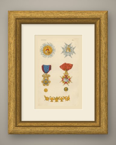 Orders of the Two Sicilies, Saint Januarius and Saint Ferdinand, Plate XXI, 1844, shown framed