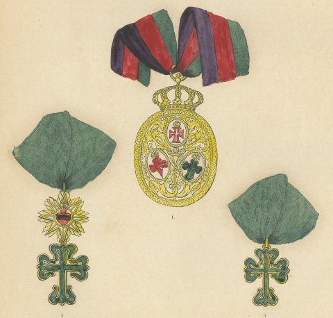 Orders of Portugal, Badge of the Three Military Orders, Plate LVI, 1844, close-up 2