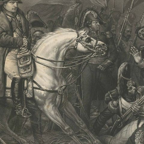 Large Mezzotint of Napoleon at the Battle of Waterloo German Print, c1850, close-up 4