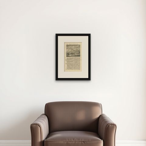 Antique Print of a Battle Scene at the Moluccas, Indonesia, 1726, shown framed on a wall