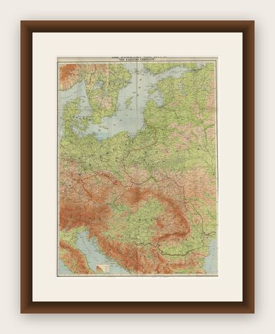 Antique European War Folding Map, ‘circa 1915’, shown framed