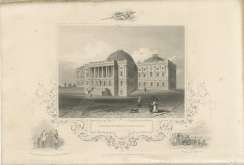 Capitol West Front, Washington, with Battle of Trenton Vignette, circa 1850, view 2