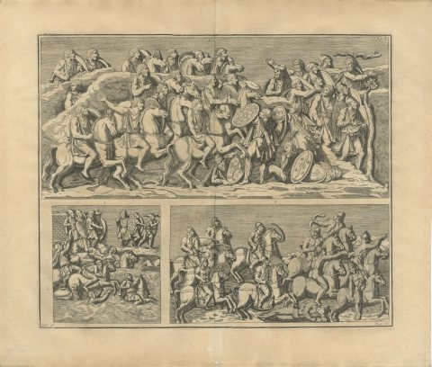 Cavalry Battle and River Crossing with Armored Horsemen, Montfaucon, 1722, view 2