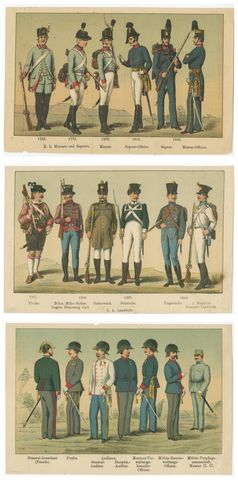 Austrian Military Uniforms Lithograph, Engineers, Landwehr & Staff, c.1890, view 5