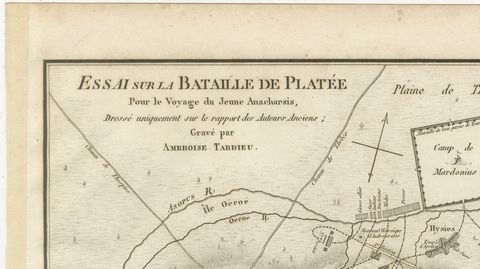 Battle of Plataea Ancient Greece Military Map by Ambroise Tardieu, 1825, close-up 2