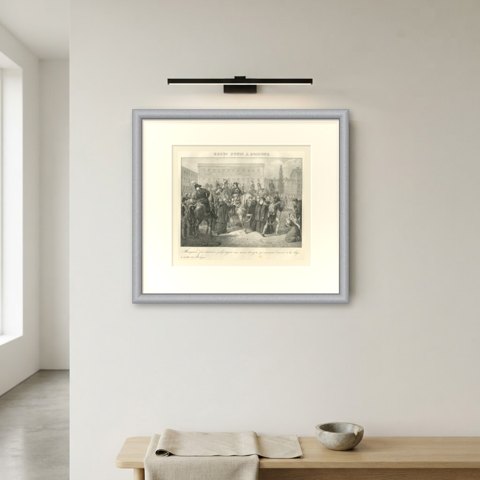 Bologna, the Foreign Monks Expelled, Antique Madou Lithograph, 1827, shown framed on a wall