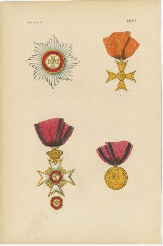 Orders of Württemberg, Cross with Lions and Medals, Plate LXXXVII, 1844, view 2