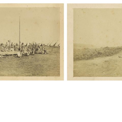 British Army Camp Scenes, Highland and Queen’s Regiments, 19th Century Pair, close-up 3