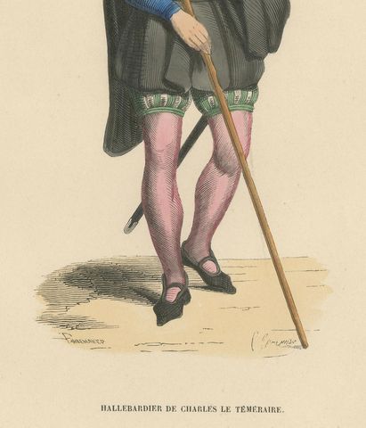 Guardian of the Realm: A Halberdier of Charles the Bold, Lithograph of 1847, close-up 1