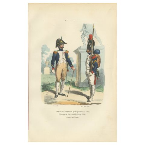 Napoleonic Imperial Guard Chasseurs à Pied Summer Uniform Print c.1843