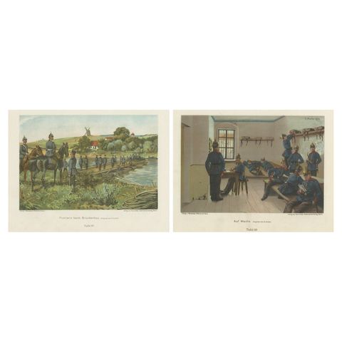 Military Lithographs, Prussian Soldiers on Duty by R. Knötel, 1900
