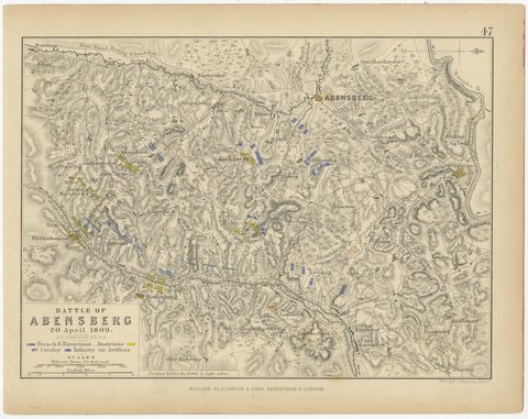 Four Antique Battle Plans of Echmühl, Hohenlinden, Abensberg and Marengo, 1852, view 3