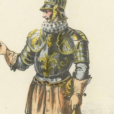 Commanding Tradition: Handcolored Print of the Swiss Guard General, 1862, close-up 2
