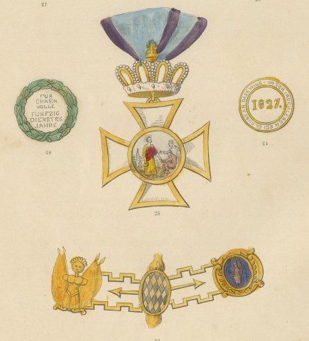 Orders of Bavaria, Ludwig Cross for Fifty Years Service, Plate XII, 1844, close-up 2