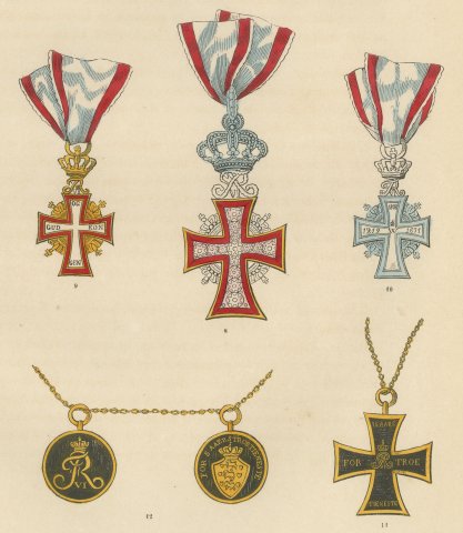 Orders of Denmark, Dannebrog Crosses and Long Service Medals, Plate XX, 1844, close-up 2