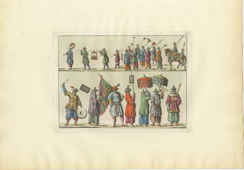 Chinese Imperial Procession & Military Parade, Antique Hand-Colored Prints, 1815, view 3