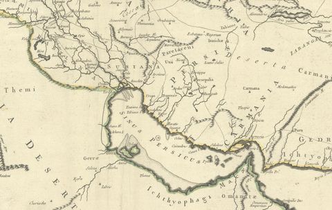 Antique Map of Alexander the Great's Empire & Campaigns, de Vaugondy, 1753, close-up 1
