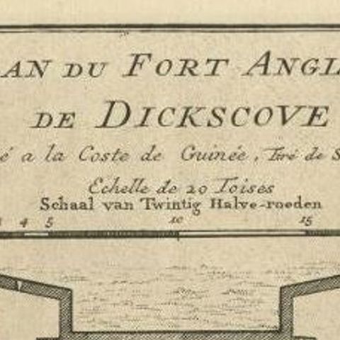 Antique Print of Fort Metal Cross or Dixcove, Ghana, close-up 1