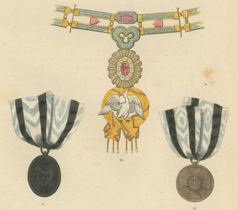 Orders of Prussia, Pour le Mérite Cross and 1813 1814 Medals, Plate LXII, 1844, close-up 2