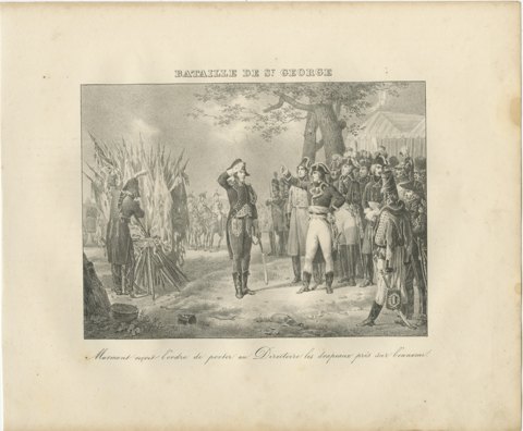 Battle of Saint George, Marmont and the Colors, Antique Madou Lithograph, 1827, view 2