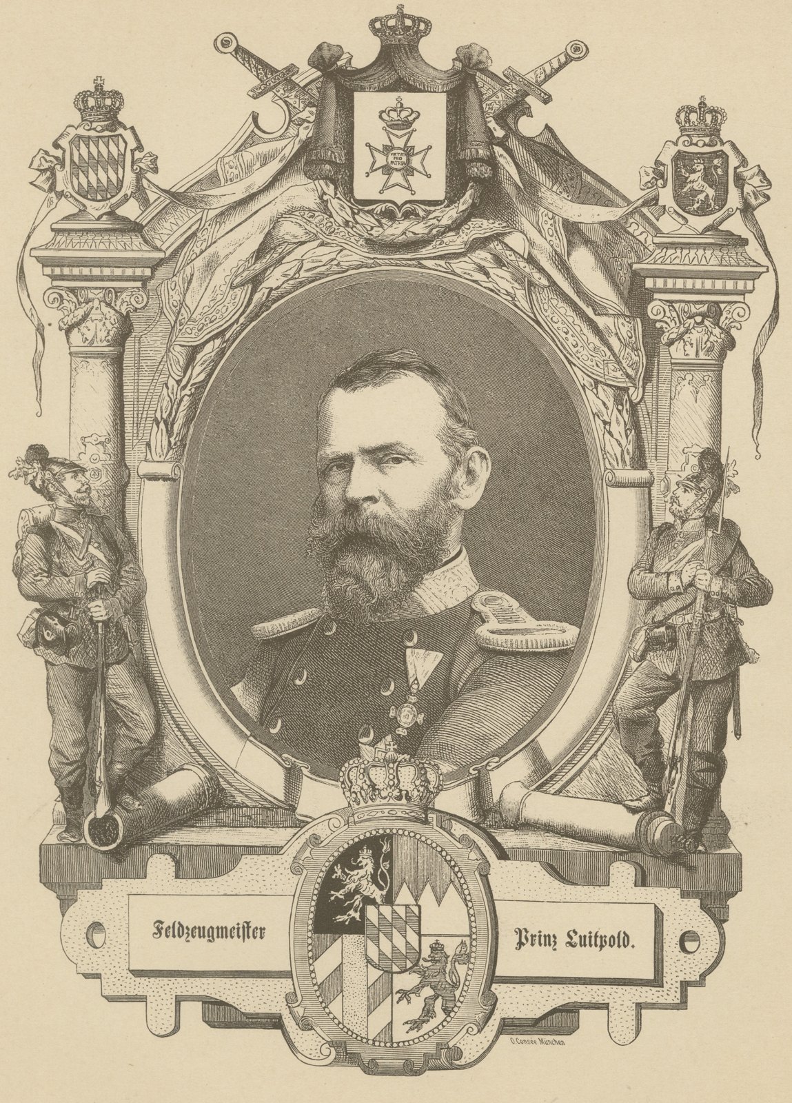Feldzeugmeister Prince Luitpold of Bavaria, Wood Engraving, Munich, circa 1870