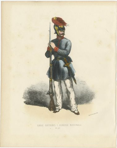 Guardian of Order: Handcolored Print of a National Guard, Plate 37, 1862, view 2