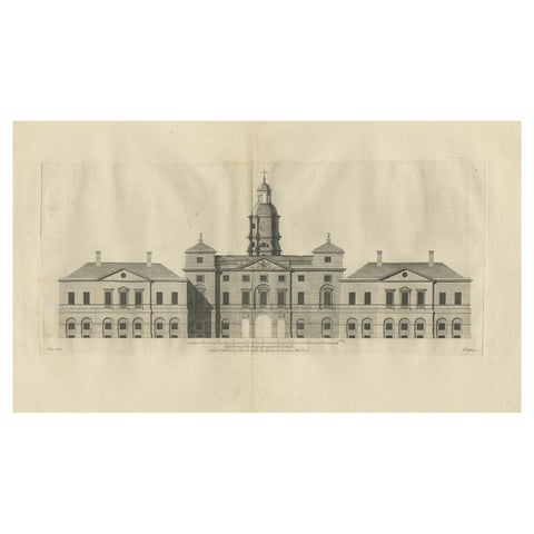 Antique Print of the Horse Guards at Whitehall, Westminster, London, ca.1770