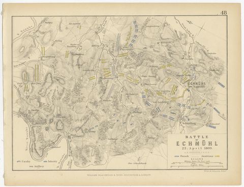 Four Antique Battle Plans of Echmühl, Hohenlinden, Abensberg and Marengo, 1852, view 5