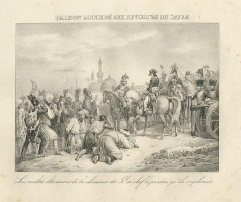 Pardon for the Rebels of Cairo, Egypt, Antique Madou Lithograph, 1827