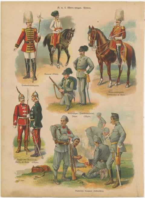 Set of 10 Antique Military Costume Prints, view 7