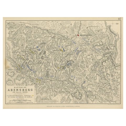 Antique Plan of the Battle of Abensberg in Germany