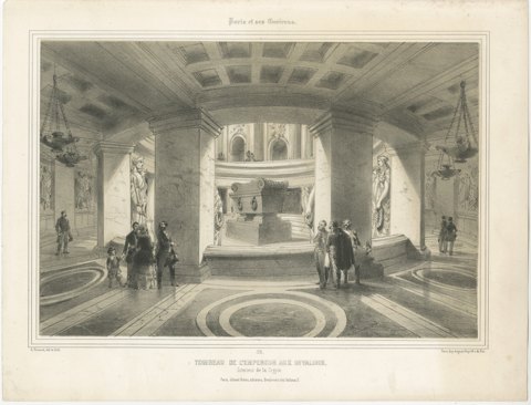 Tomb of Napoleon, Les Invalides, Paris, Antique Lithograph, circa 1861, view 2
