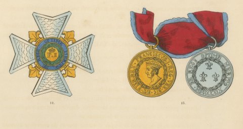 Two Sicilies, Order of Francis I Insignia, Plate XXIII, Wood Engraving, 1844, close-up 1