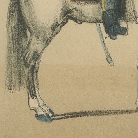 Spanish Cavalry Lithograph by José Villegas: Officers with Sabres, 1861, close-up 6