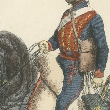Napoleonic Horse Artillery, French Empire Uniform Plate, Paris 1843, close-up 5