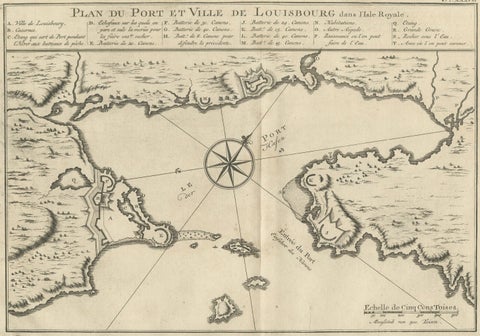 Plan of Louisbourg Harbor and Fortress, Cape Breton Island, c.1756, close-up 1