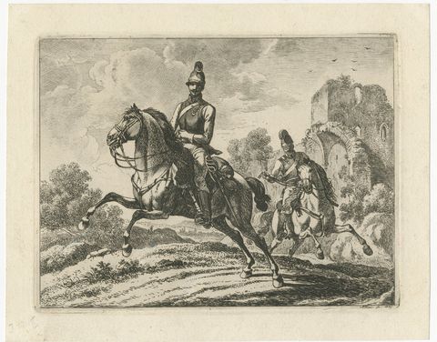 Original Engraving of Austrian Soldiers on Horseback, 1812, view 2
