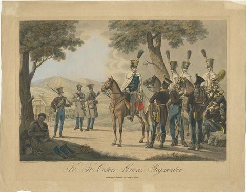 Austrian Frontier Regiment Soldiers during the Napoleonic Era, circa 1820, view 2