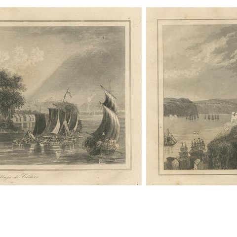 Village of Cedars and Quebec Citadel, Pair of 19th Century Canadian Views, close-up 3