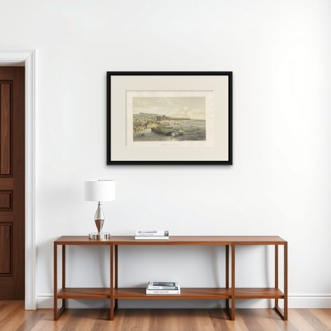 Antique Print of the Fortress of Yenikale 'Crimean War' by W. Simpson, 1855, shown framed on a wall