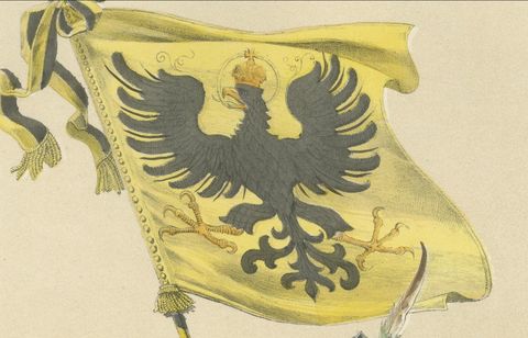 March of the Imperial Guards in the Bernese Festive Procession, 1855 Lithograph, close-up 1
